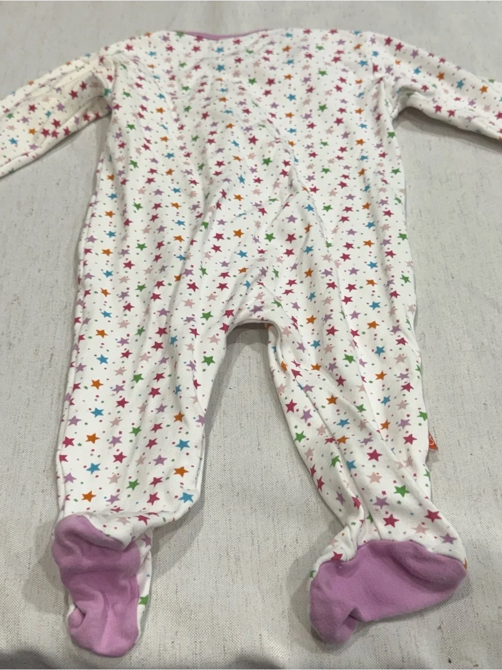 Magnetic Me White Footed Sleeper Footie Stars Pink Trim 100% Cotton 6-9 months